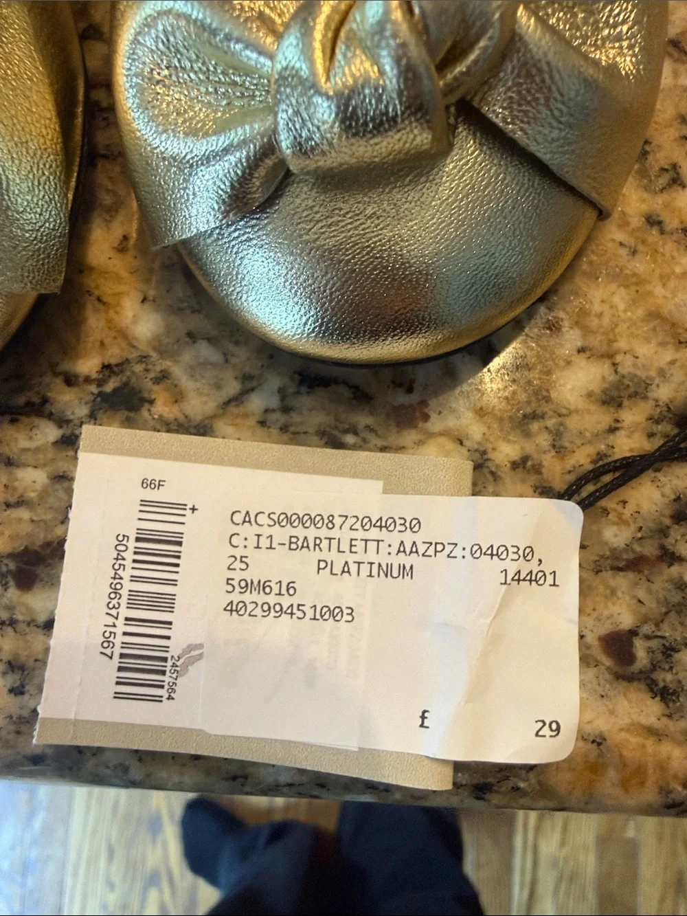 Burberry Girls Metallic Gold Mary Jane Shoes with Bow